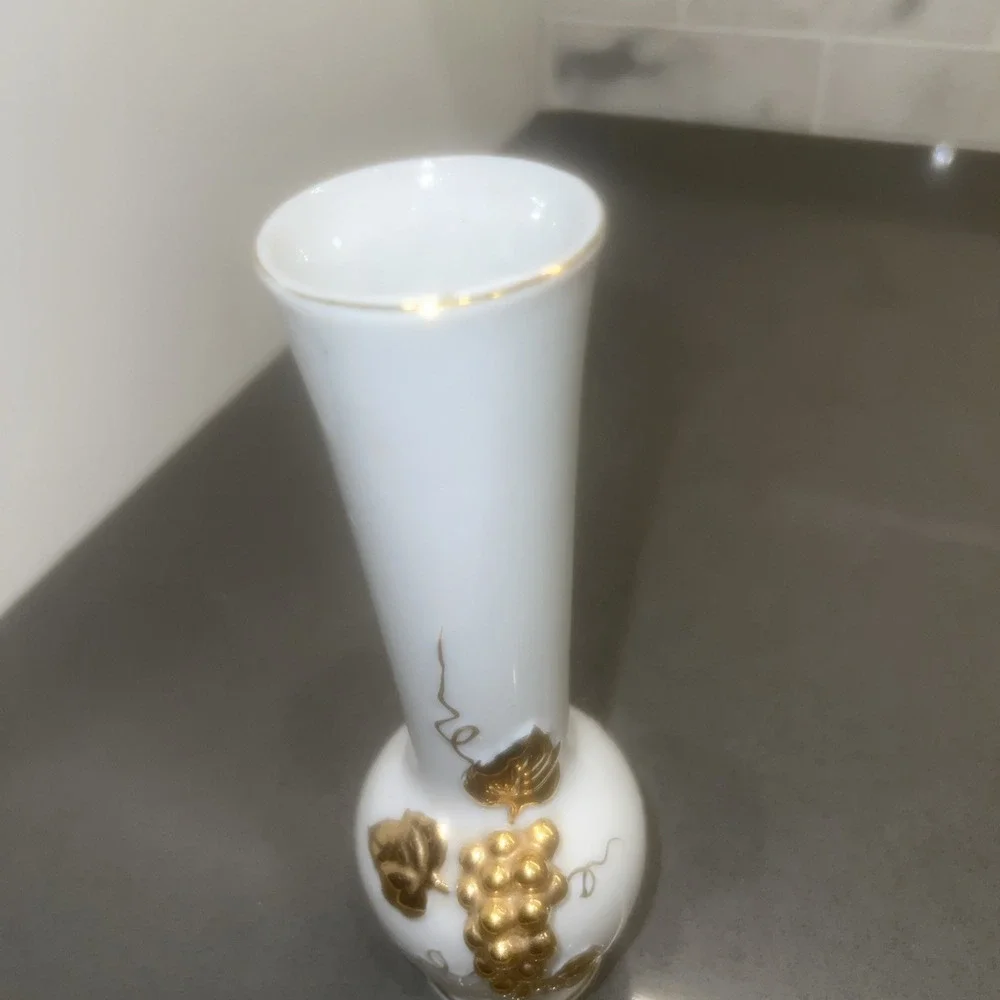 White Porcelain & Gold Vase by I. W. Rice 